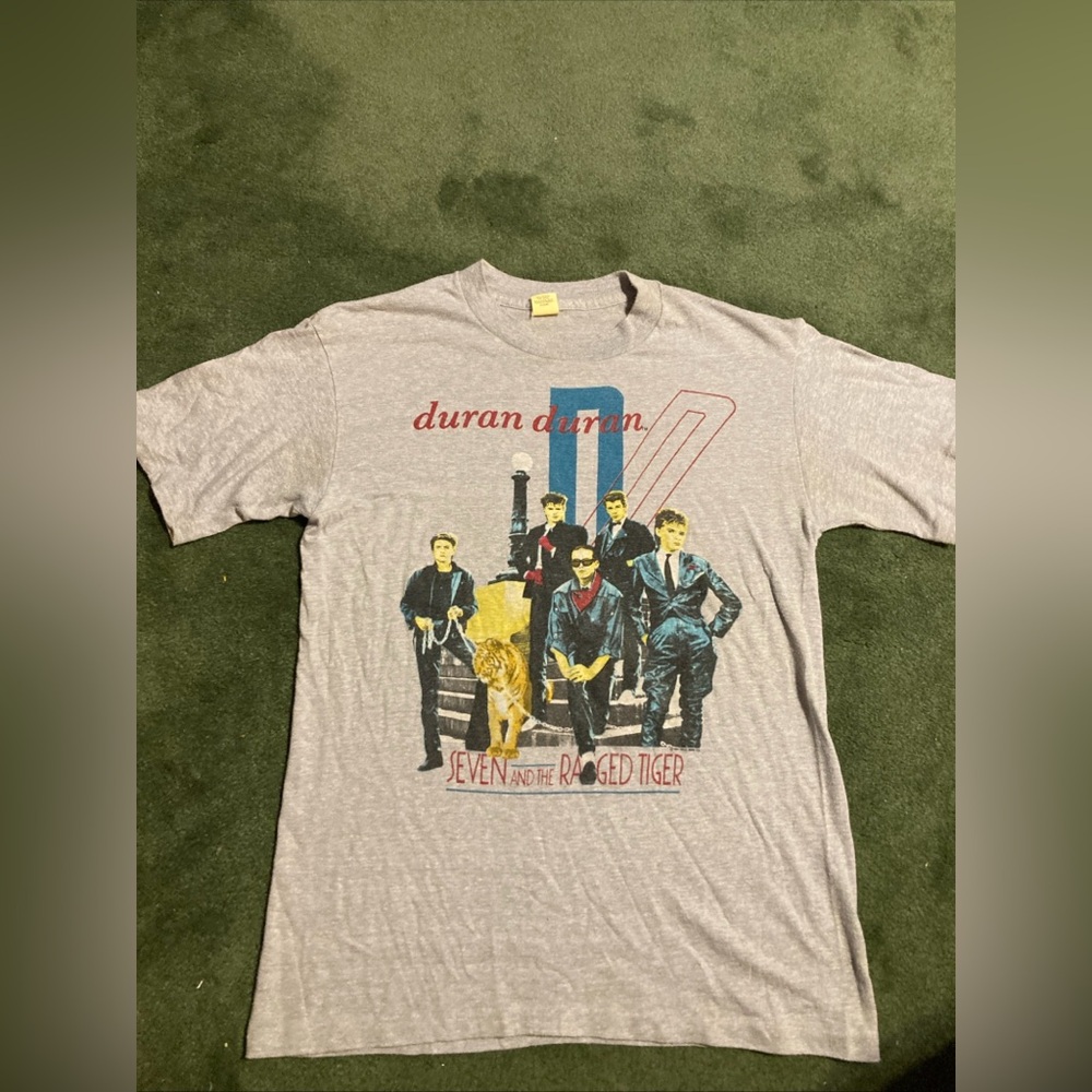 Vtg 1984 Duran Duran Graphic Band Concert Tee Grey Single Stitch Sz Large